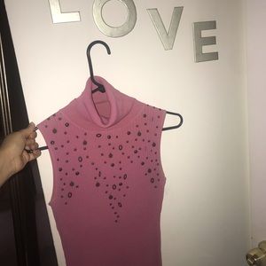 Tessori Pink Turtle Neck Shirt Sweater Size M